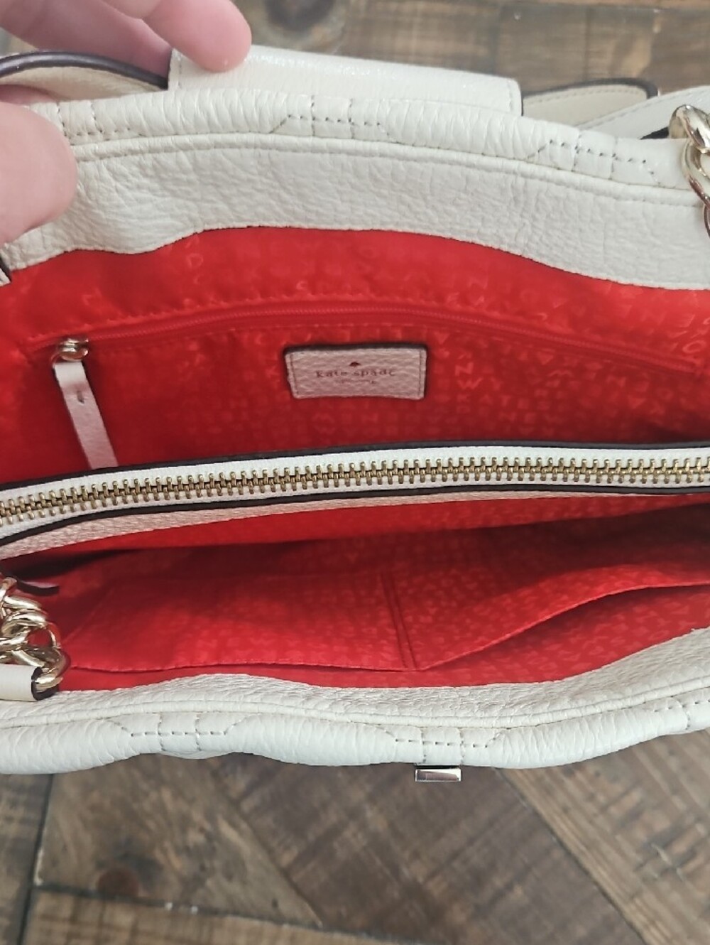 kate spade White Quilted Leather Tote with Turn-Lock Accent - Picture 3 of 5